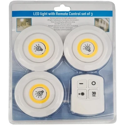 چراغ زیر کابینتی ریموت دار ۳ عددی LED مهتابی مناسب کمد/اتاق خواب/اشپزخانه و ...