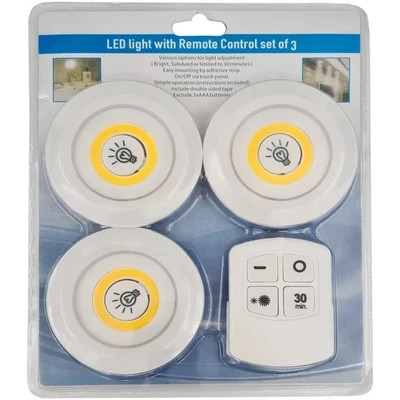 چراغ زیر کابینتی ریموت دار ۳ عددی LED مهتابی مناسب کمد/اتاق خواب/اشپزخانه و ...
